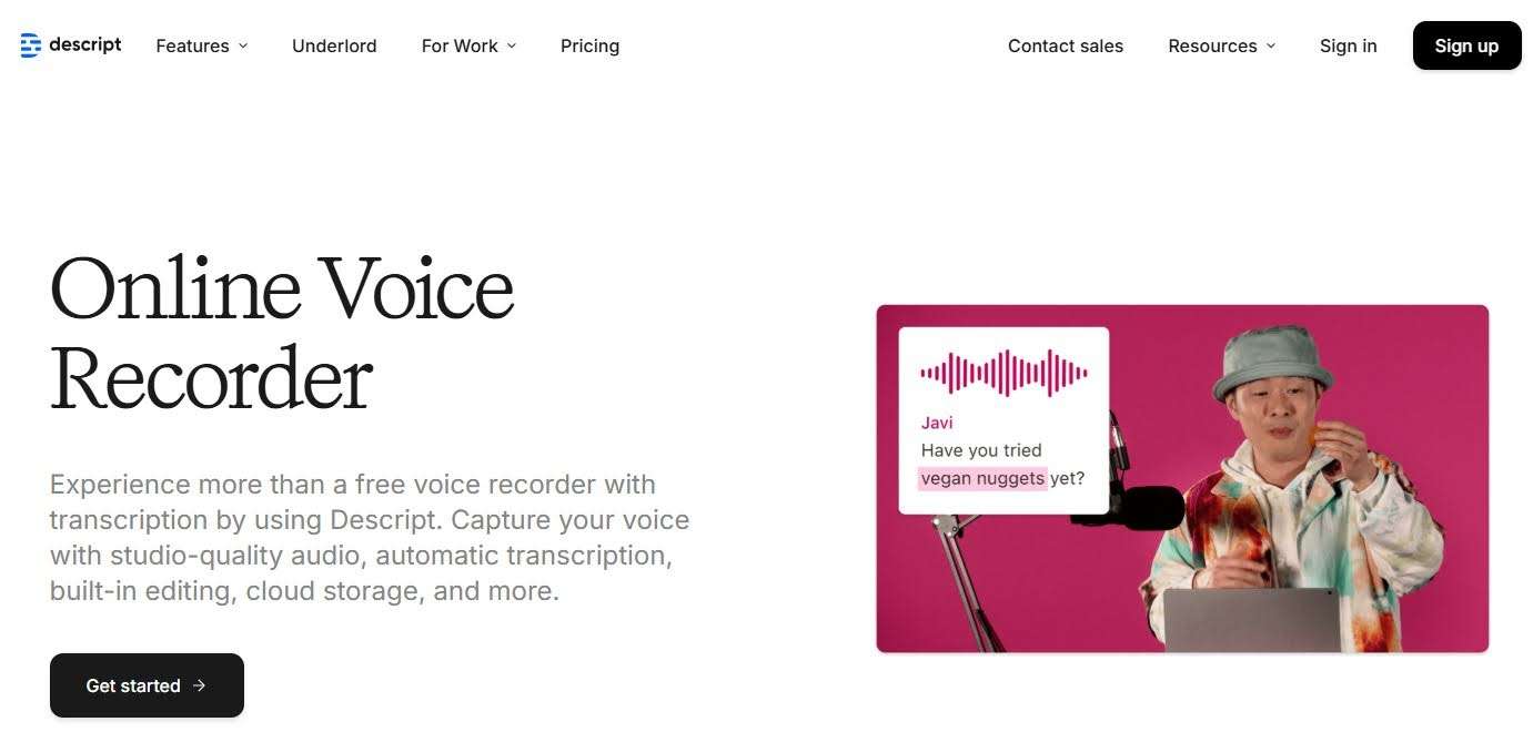 audio recording with descript