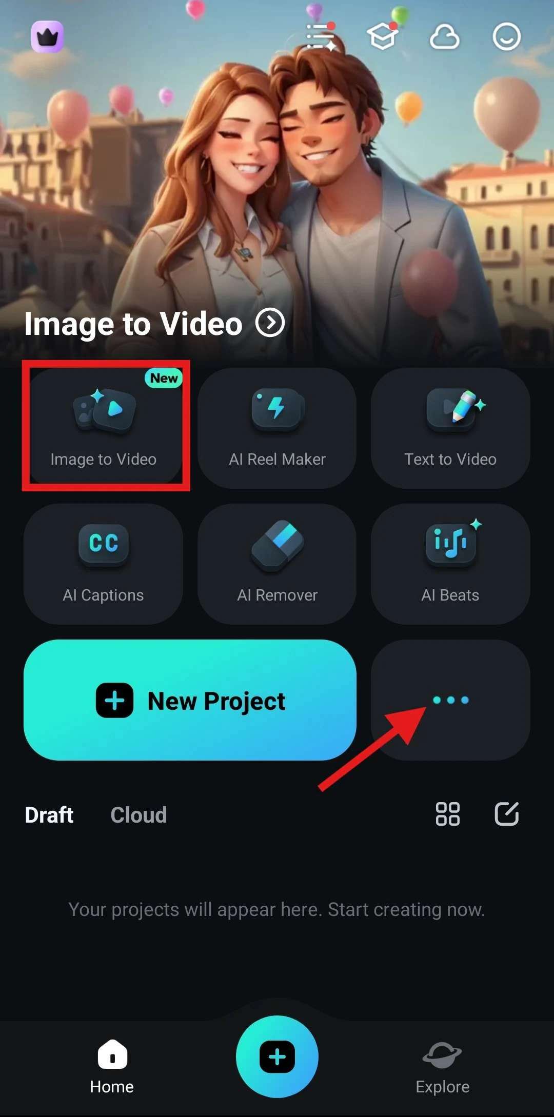 go to the image to video section