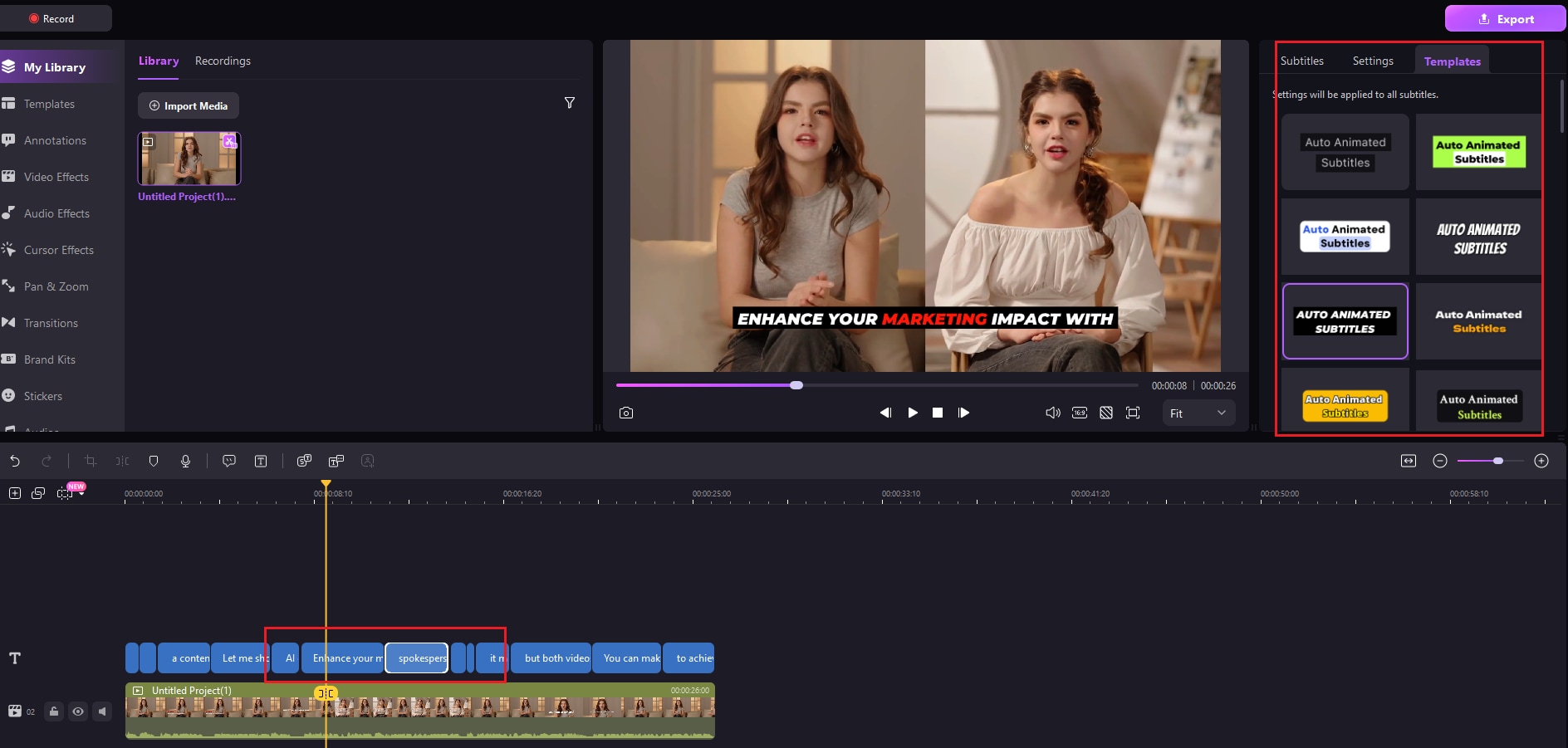 Exporting to the Timeline