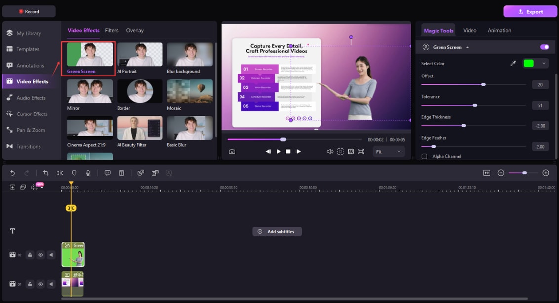 select green screen