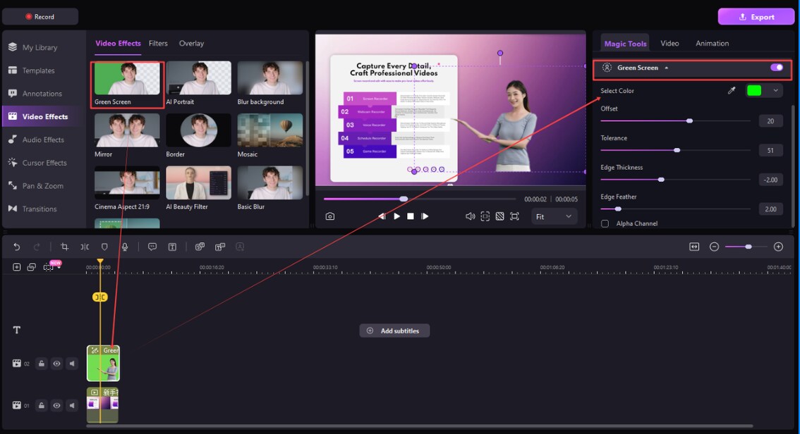 enable green screen