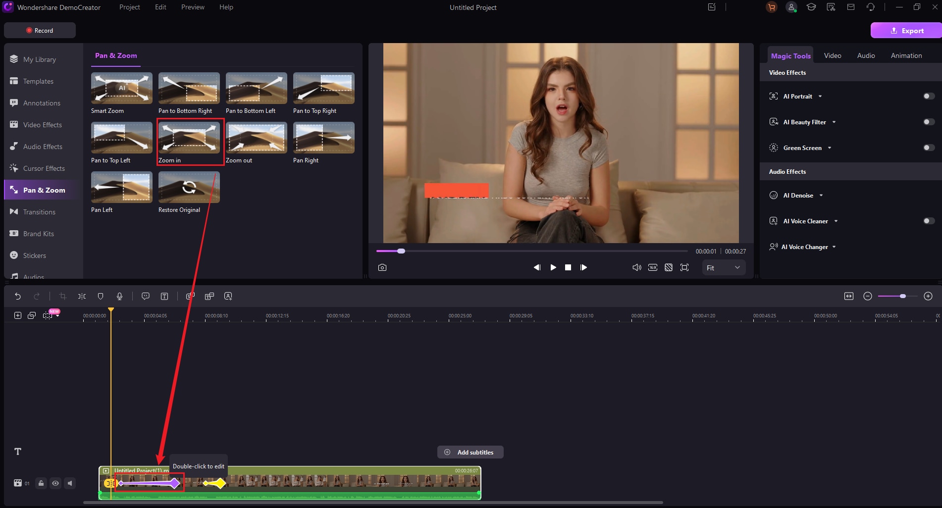drag pan zoom to timeline