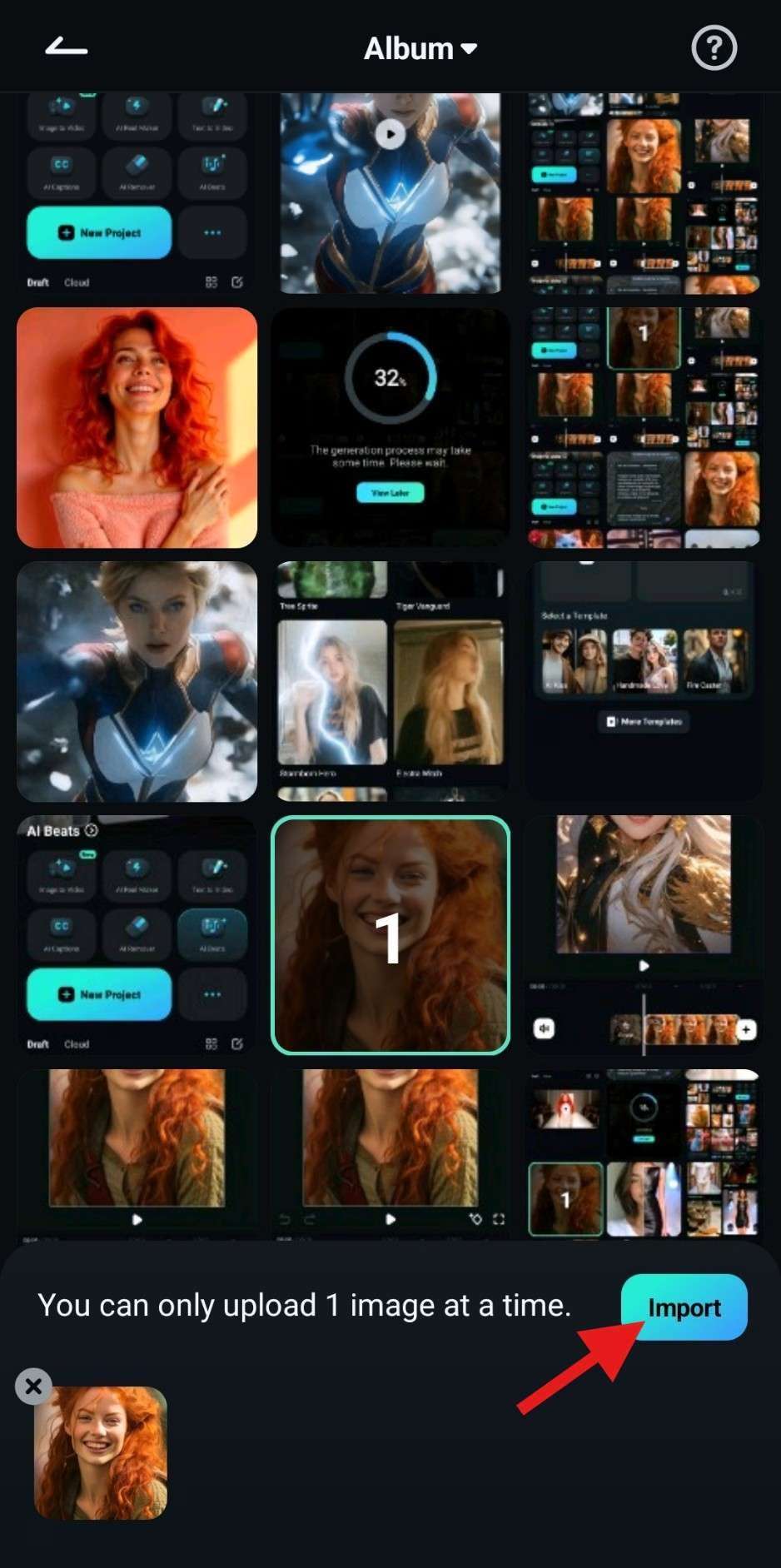 import an image from your mobile