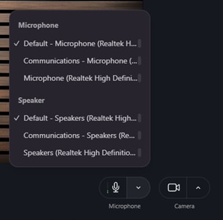 microphone and speaker settings