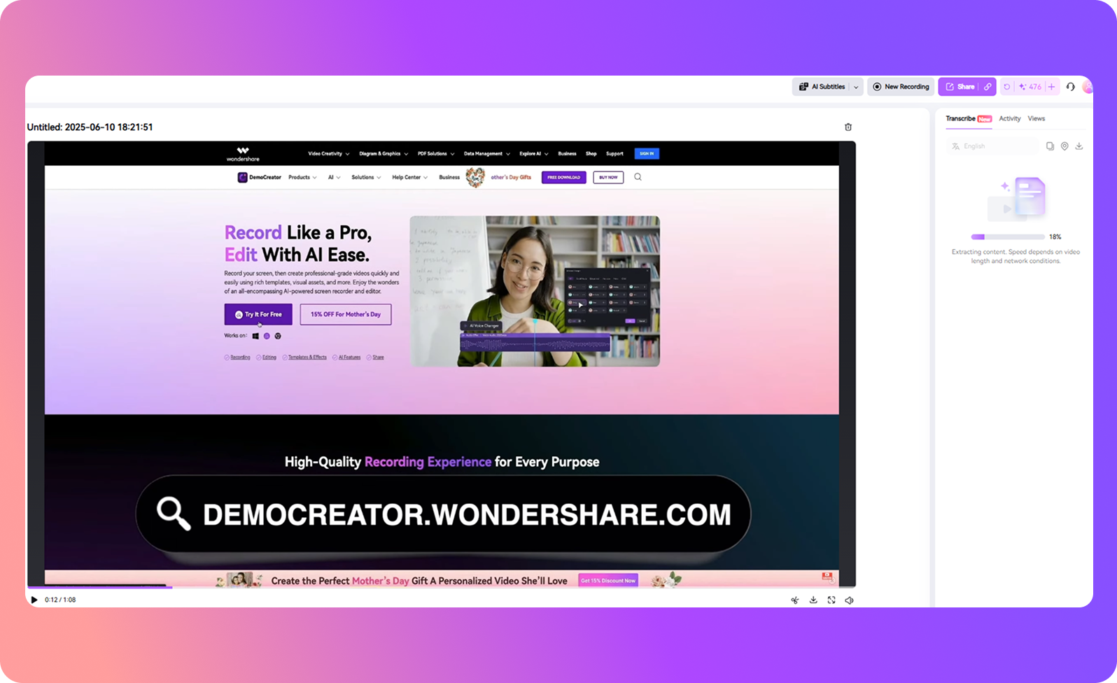 record video with democreator