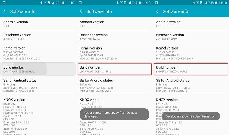 Android Developer Settings Enable