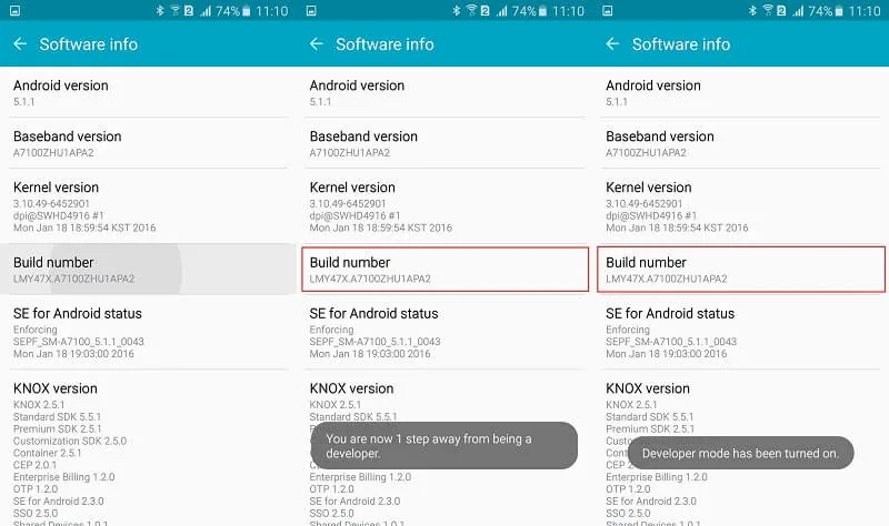 تفعيل إعدادات "Developer" في جهاز Android