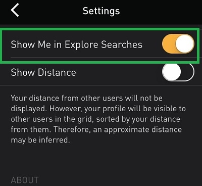 Grindr Show in Explore Settings