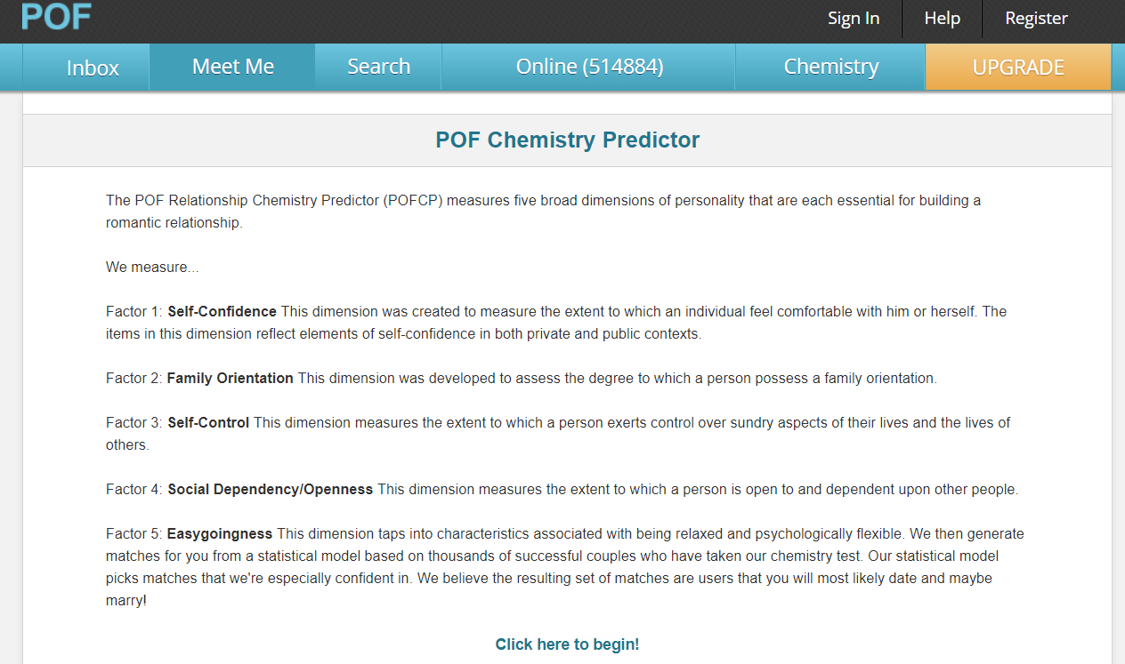Plenty of Fish Website Chemistry Test