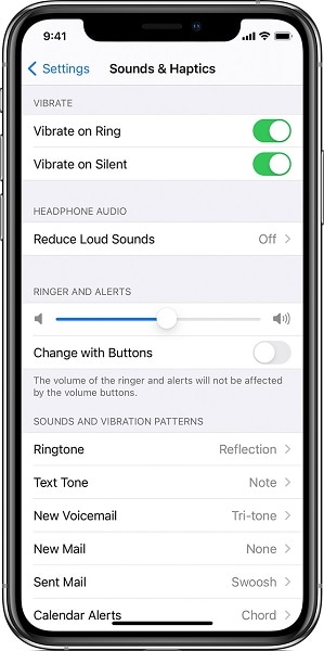 resetting the sound and volume settings in iPhone