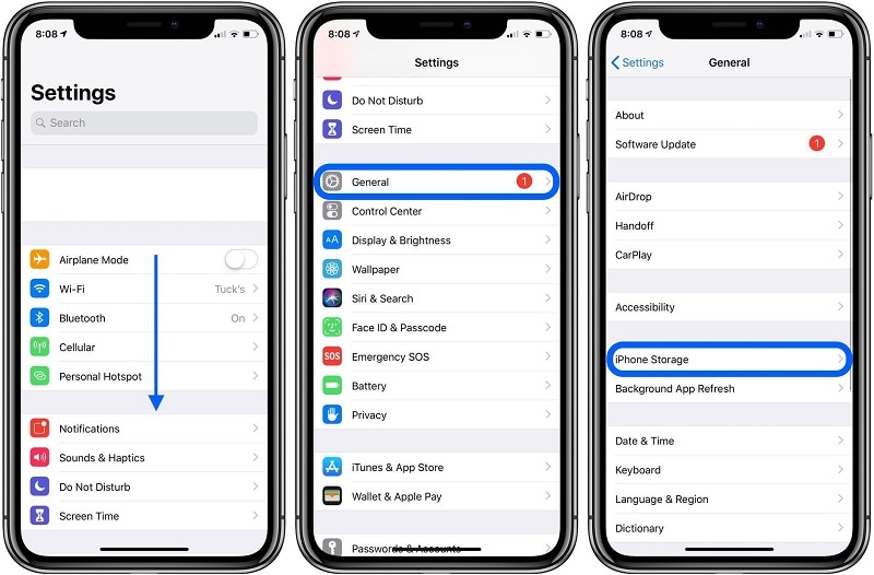 comprobar el almacenamiento del iPhone