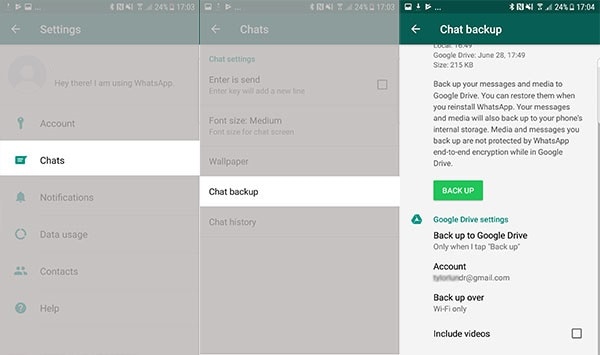 Take WhatsApp Chat Backup on Drive