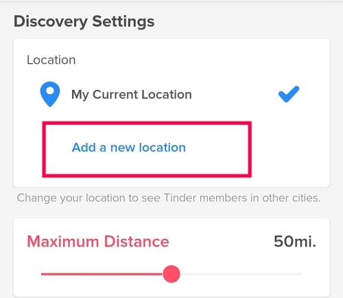Tinder Discovery Settings