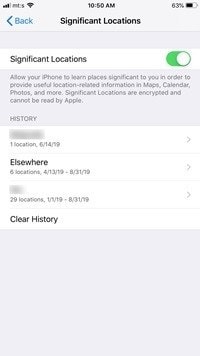 Turn off location system services iPhone