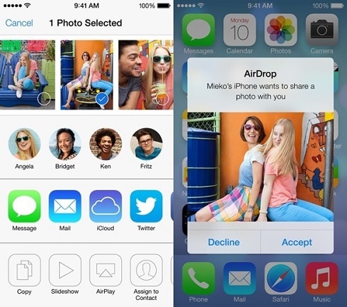 airdrop photos on iphone