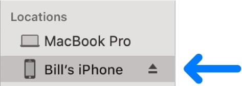 finder conectado no iphone mac