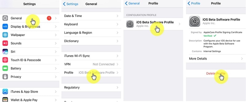 supprimer le profil beta de l'ios 14