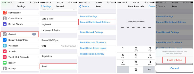 إعادة ضبط المصنع لجهاز iPhone