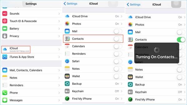 synchronisation des contacts icloud 