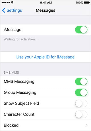 configuración de los mensajes del iphone