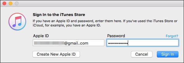 inicio de sesión de itunes