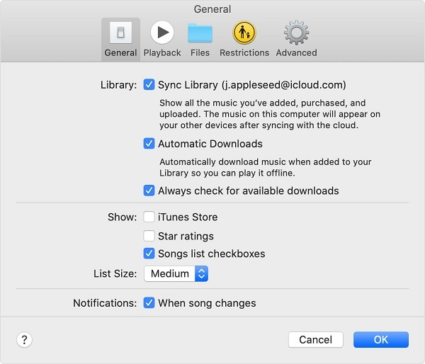 sincronización de música de apple en mac