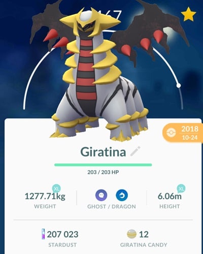 Pokémon GO - estatísticas de Giratina