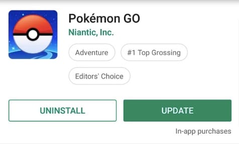 actualización de pokemon go
