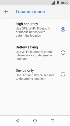android location mode accuracy