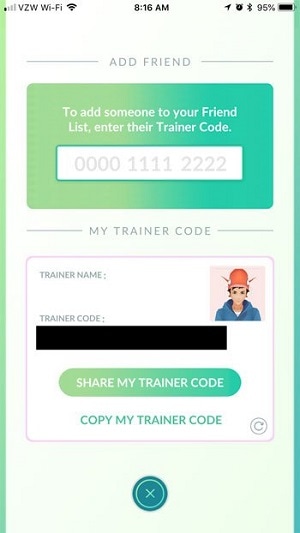 compartir añadir código de entrenador pokemon