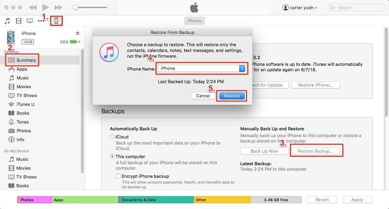 restaurar iphone do itunes