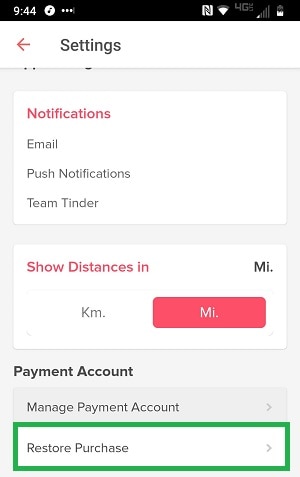 استعادة اشتراك tinder