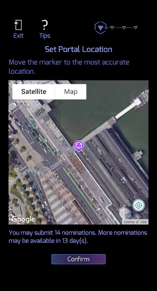 Drag map to set location for suggested Ingress Portal