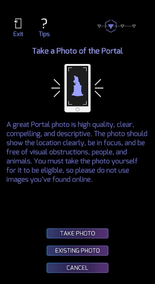 Take a photo of the suggested Ingress Portal