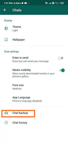 whatsapp open backup