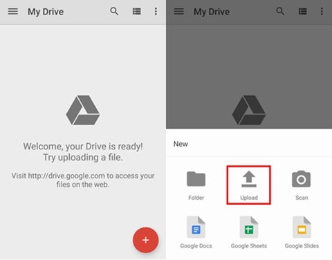 cargar google drive