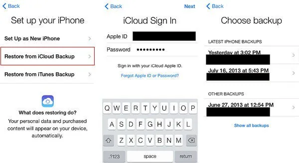 استرجاع البيانات من icloud