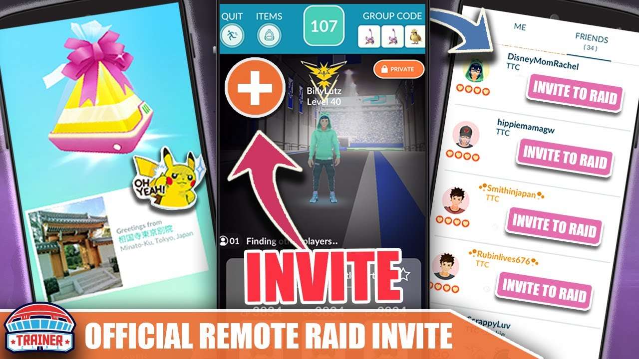 invite friends to pokemon go remote raid