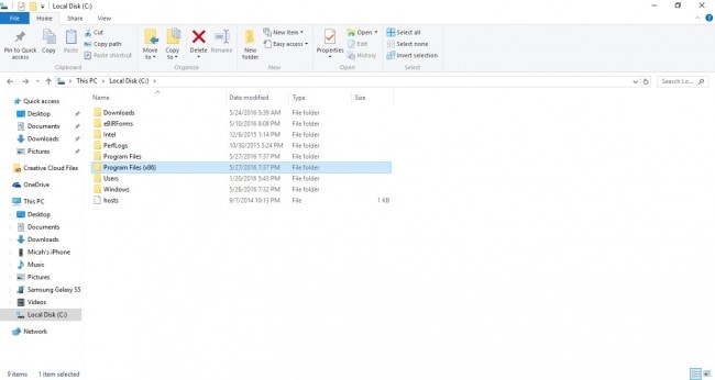 Program Files (x86) folder