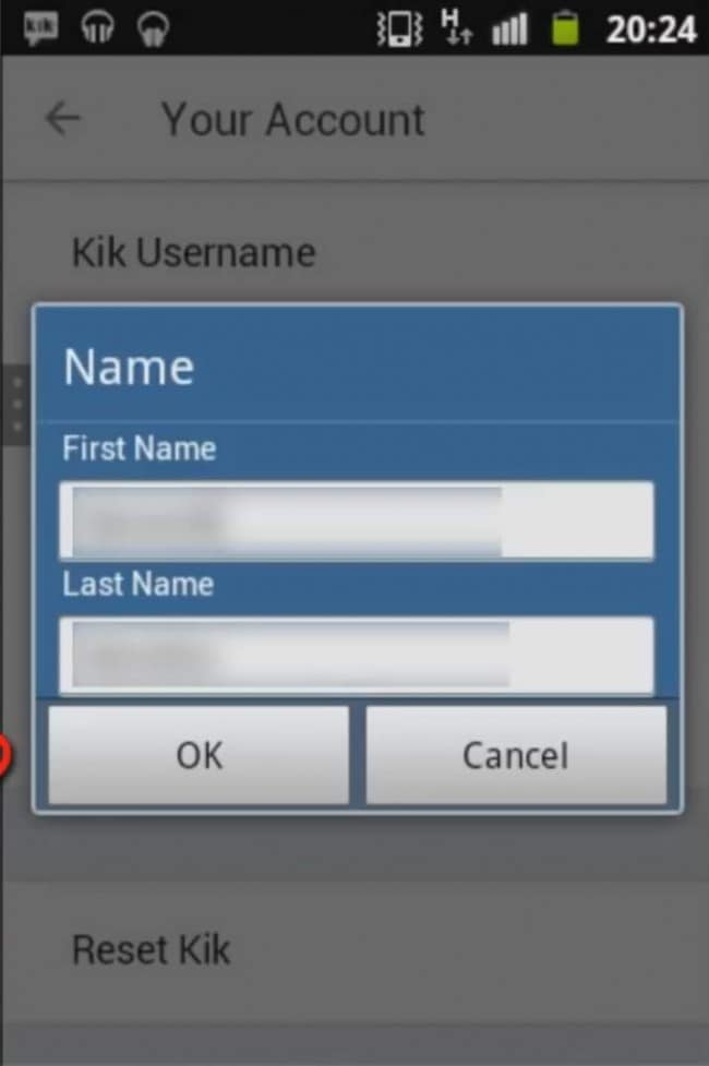 stap 3 om Kik weergave naam te veranderen op Android
