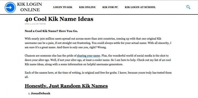Top 10 Sites for Good, Cute and Cool Kik Names