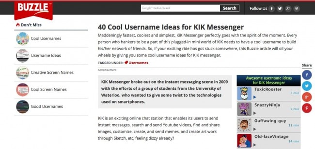 Top 10 Sites for Good, Cute and Cool Kik Names