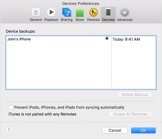 start to backup iPhone with iTunes