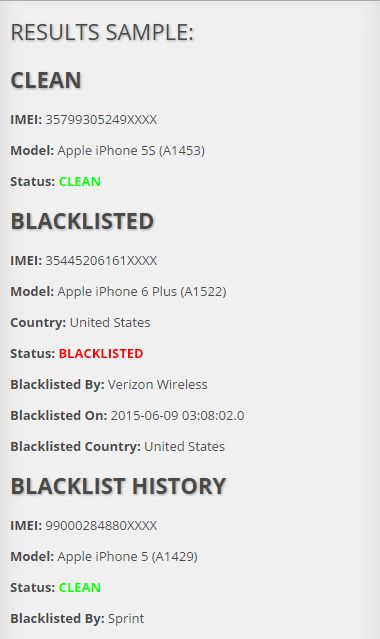 check blacklist IMEI mobile phone