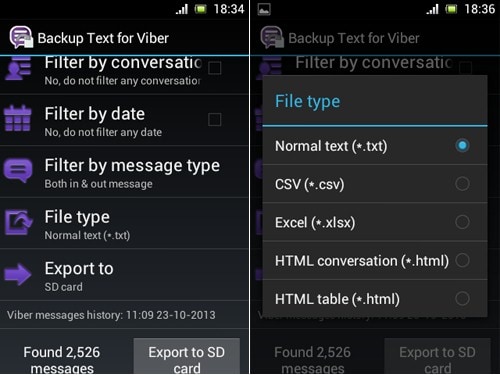 how to backup text for Viber