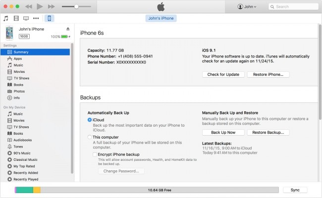 Maak een back-up van je iPhone met iTunes.