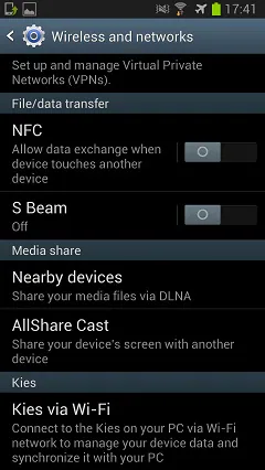 wireless transfer with kies