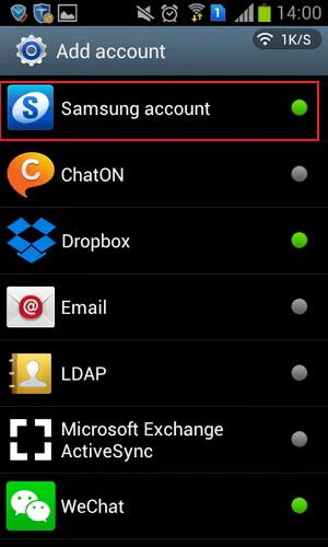 sign up samsung account backup