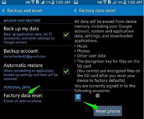 restore android to previous state-Click on Reset Device