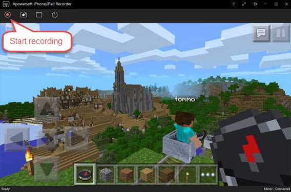 Start met de opname van Minecraft Pocket Edition met iPhone